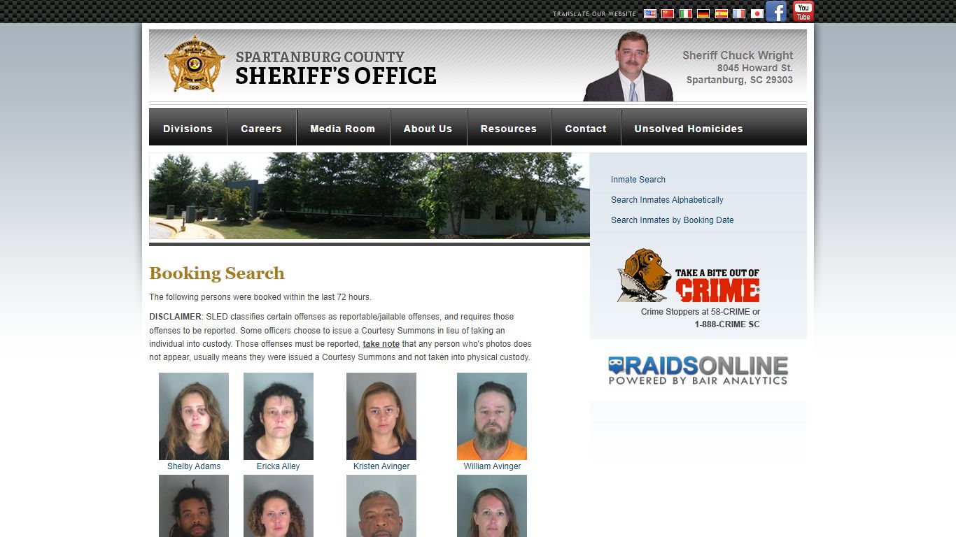 Booking Search : Spartanburg Sheriff